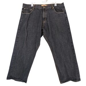 Urban Label Black Denim Baggy Jeans Mens 46x31 Straight Y2K Streetwear Casual